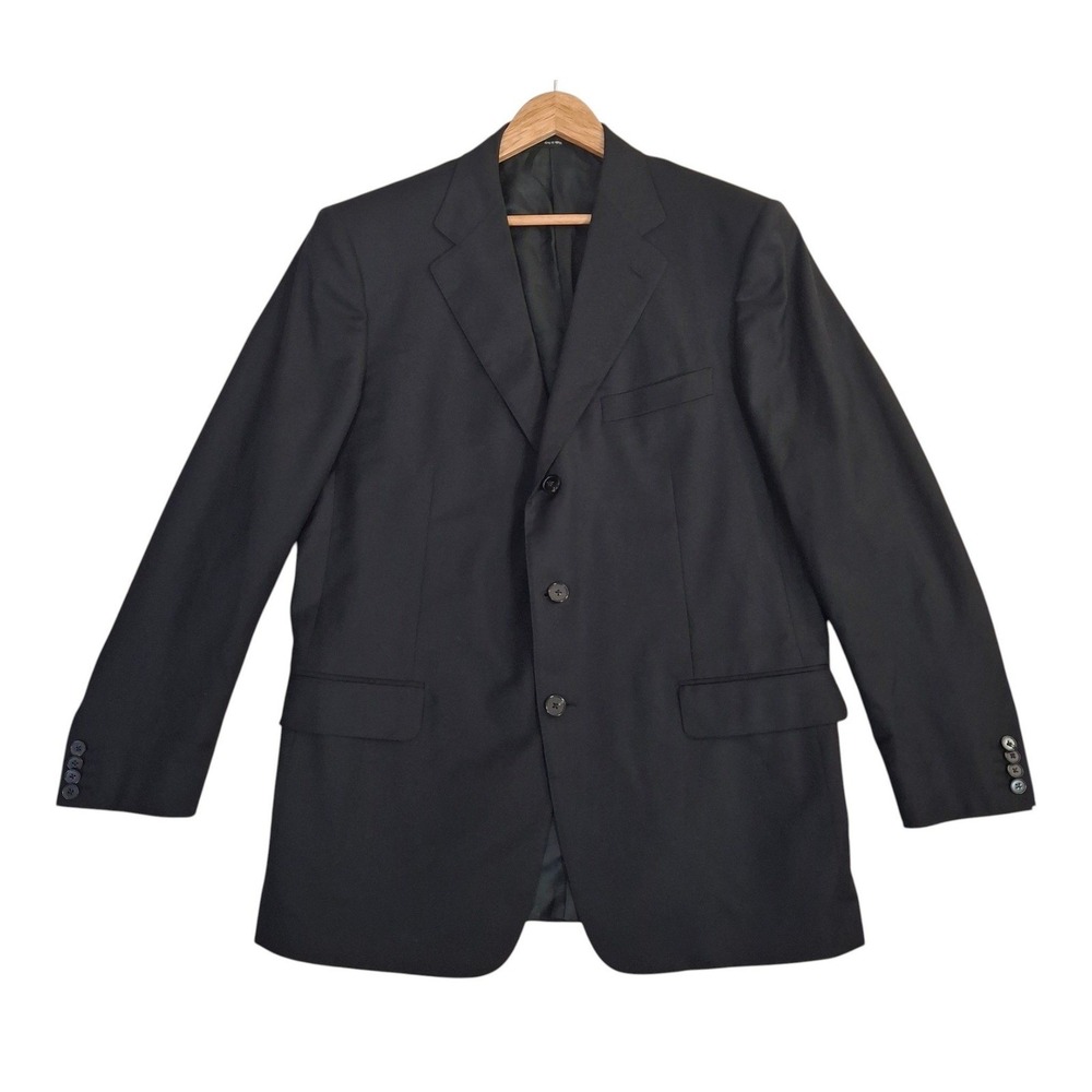 Ermenegildo Zegna Wool 3-Button Blazer Men's 54R IT 44R US Black Sport Coat